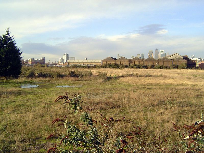 Vacant riverside land.