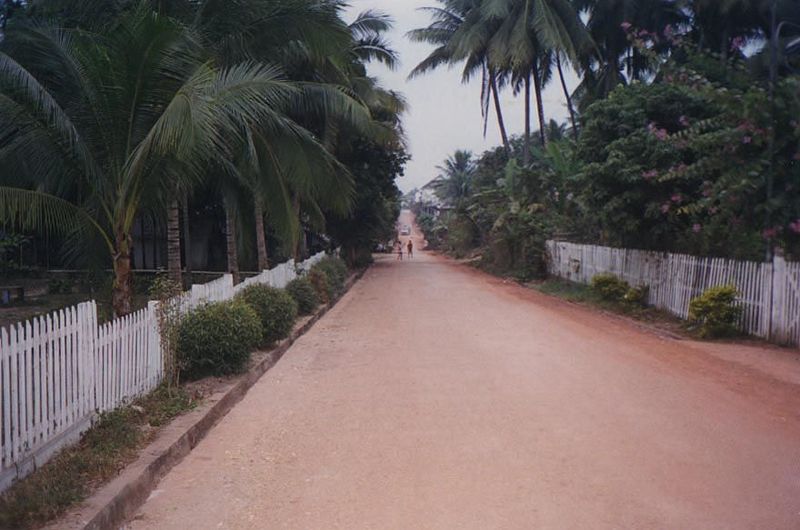The French added precisely surveyed streets—this one parallel to the Mekong but set back one block.