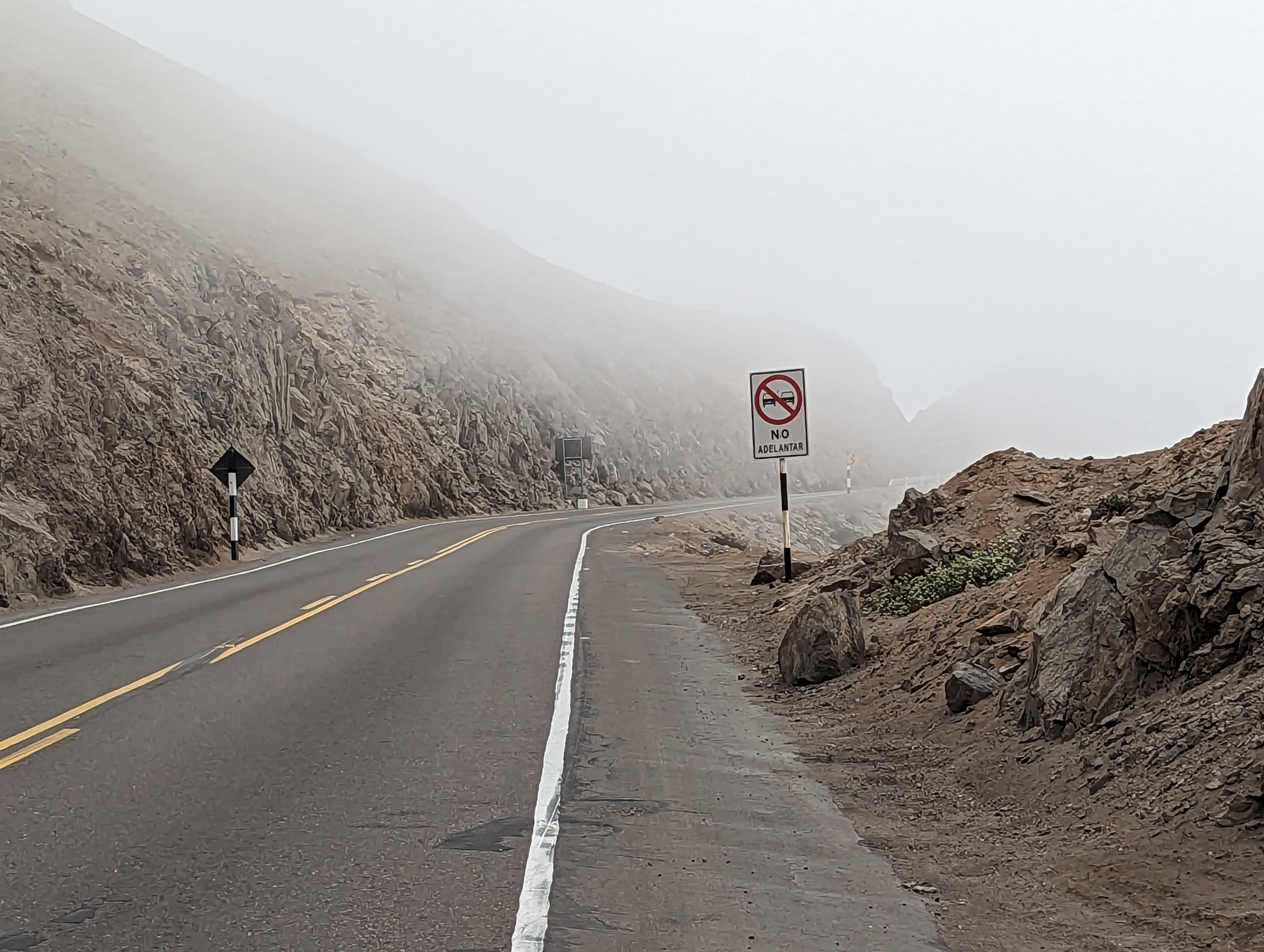 We've left the Pan-American Highway.  You can tell we're nearing the coast: think fog.