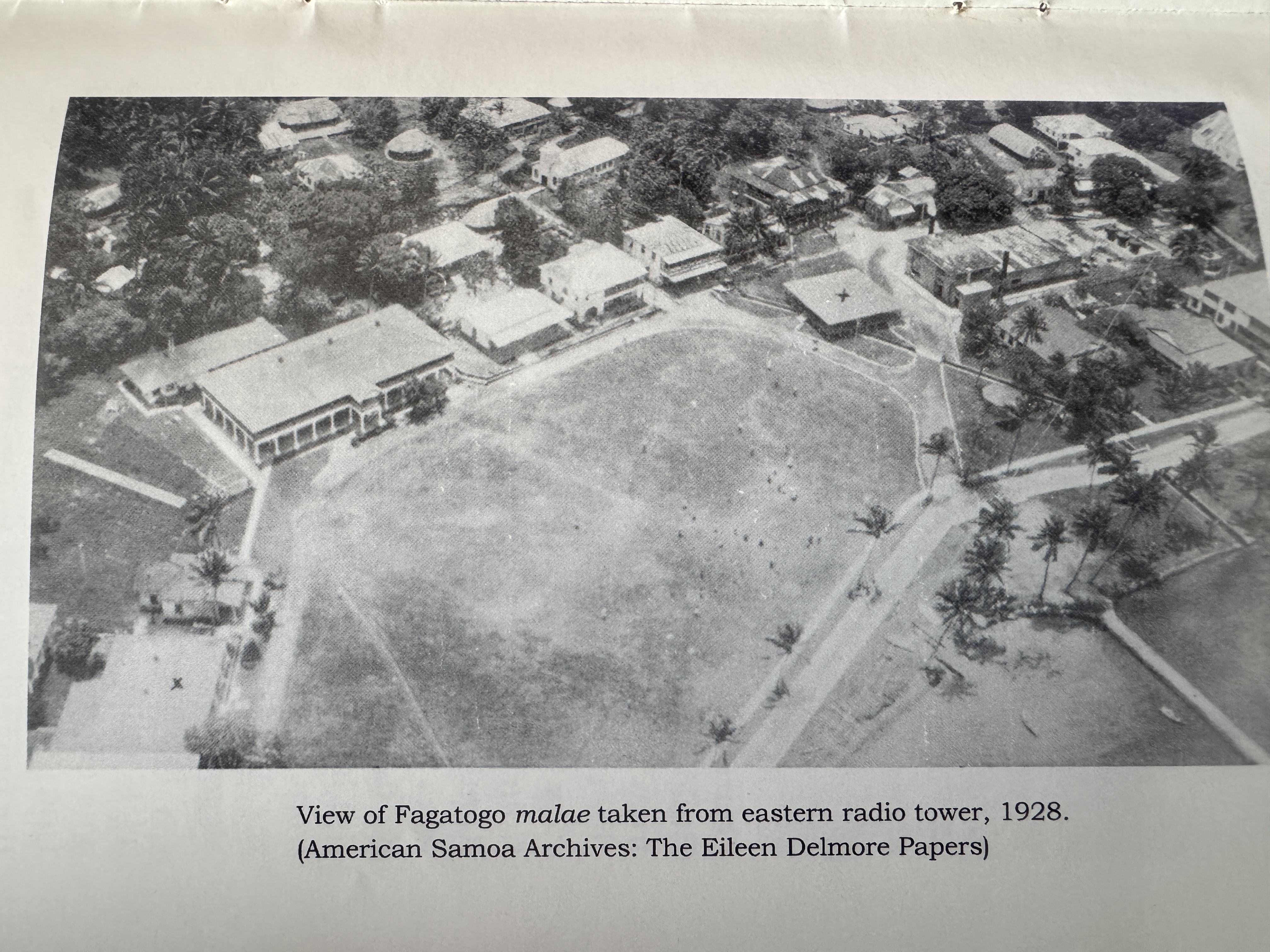 A view of the parade ground.  In the 1920s, 16 U.S. Navy officers were stationed here, along with 147 enlisted men General Report by the Gov