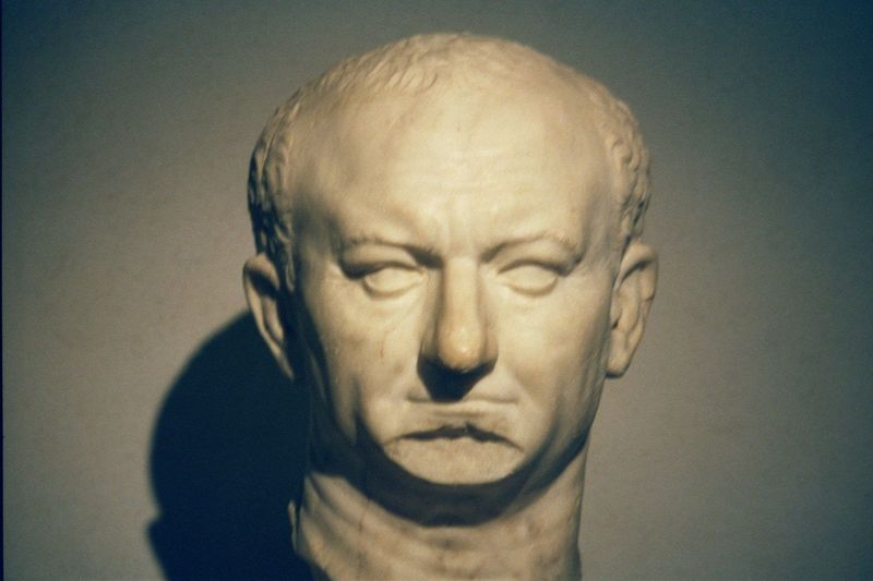 Images of the emperors were not only carved in profusion but air-brushed to make them look the part. Here, from the Palazzo Massimo, an imag