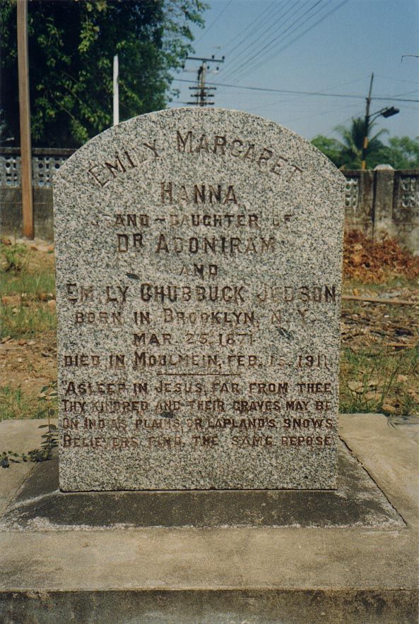An American missionary's grandaughter buried next to her grandparents' church at the corner of Boho Street and Dawei Jetty road—formerly Dal