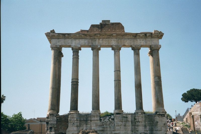 The Roman treasury was here, along incongruously with the focal point of the Saturnalia, the December holiday when slaves were briefly free.