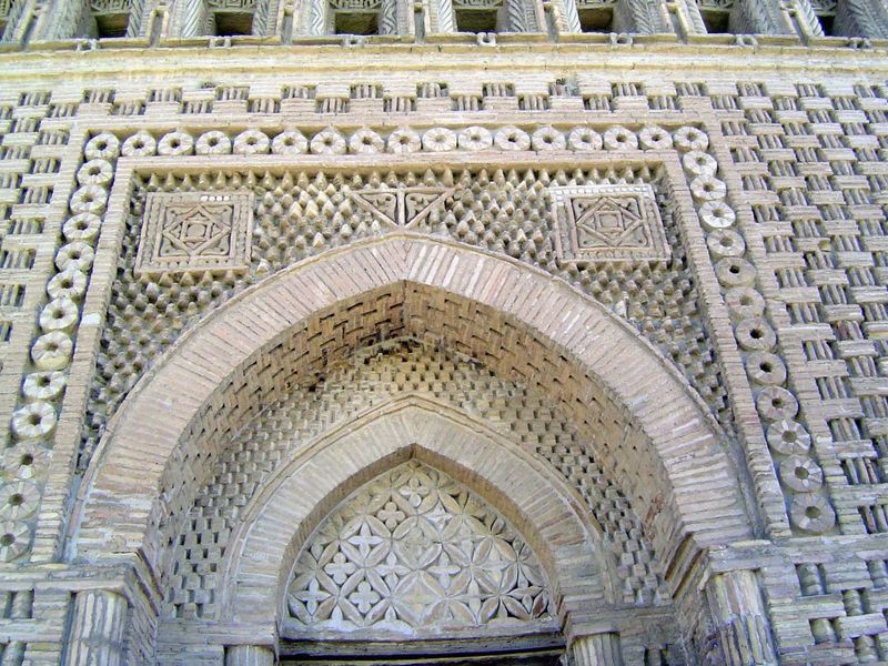 The texture of the building varies with the angle of the sun.