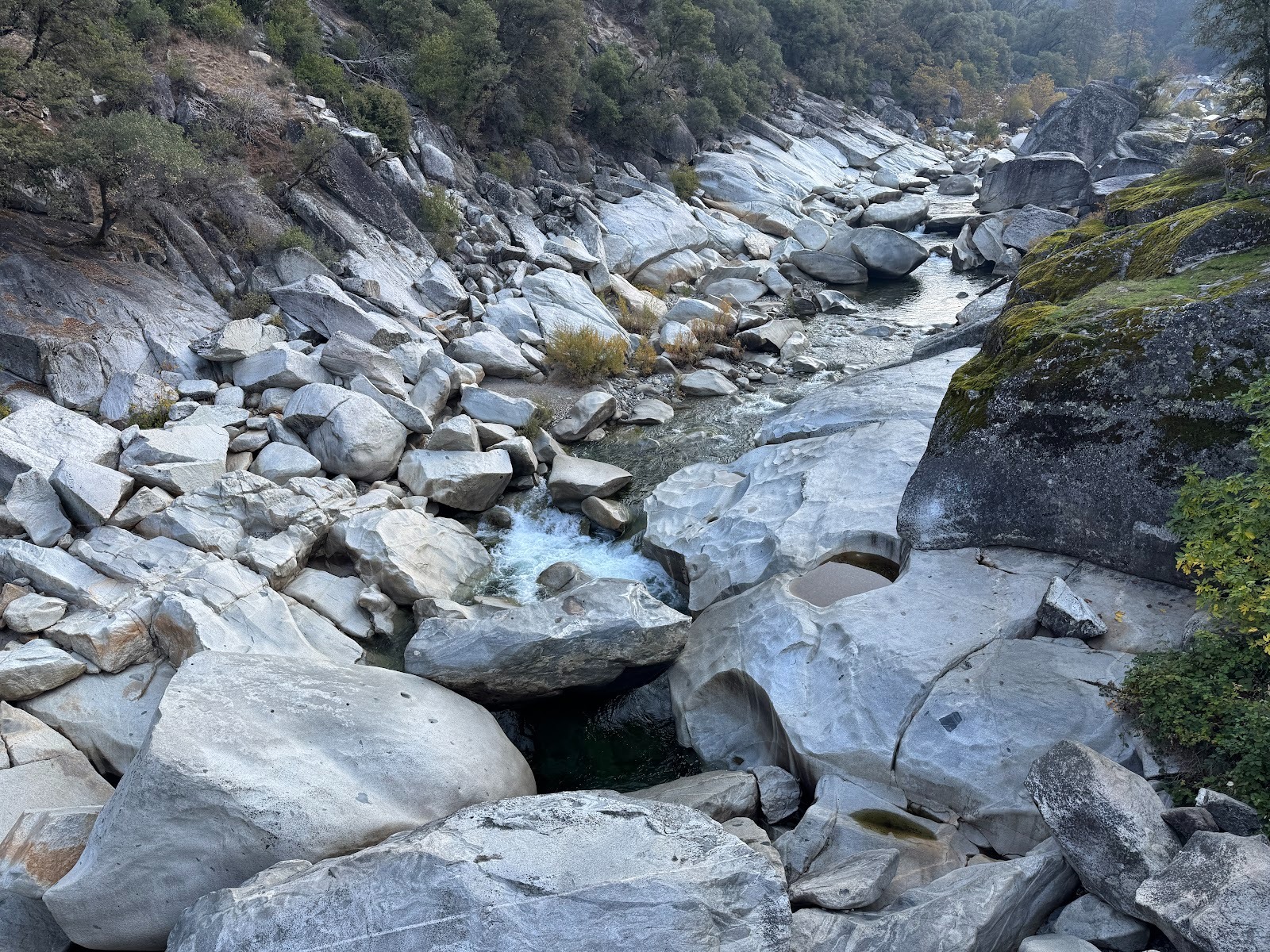 Here's the view upstream from that old bridge.  Mysterious, almost like a broken pottery tube.