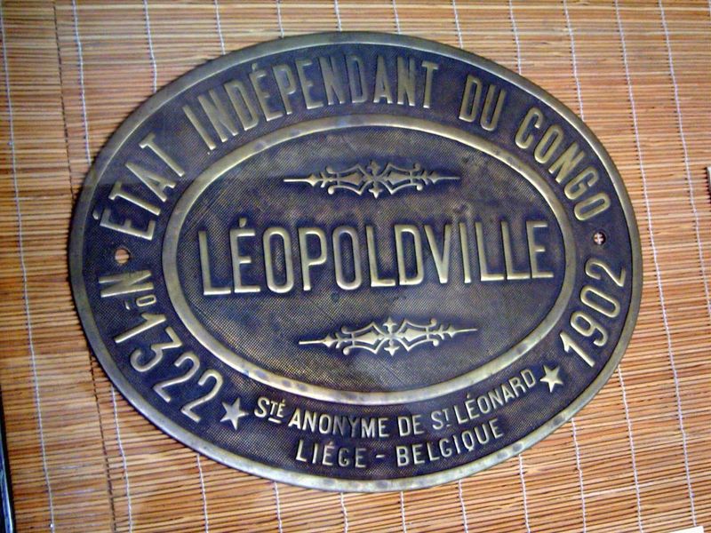 Locomotive builder's plate for the engine "Leopoldville."