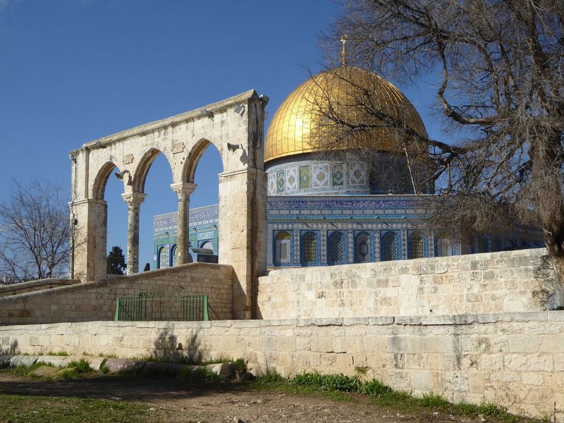 Each of the eight stairways leading to the platform of the Dome of the Rock has an arcade called a mawazim, or scale, in the belief that at 