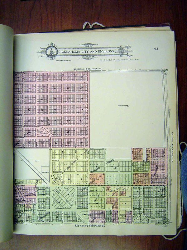 Having sold the Highland Park Addition, shown here in green in the NW quarter of the SE quarter, Anton Classen looked to the northwest and c