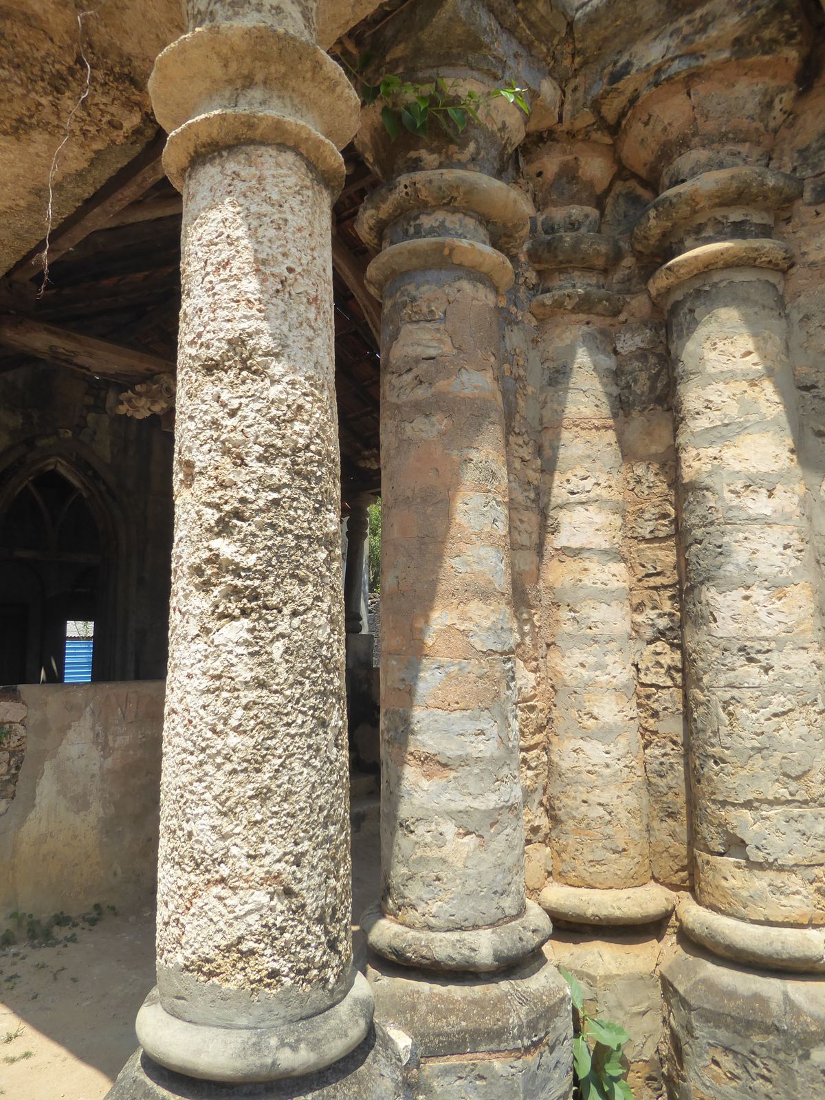 Patched-up coral columns.