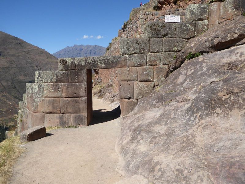 Here's a doorway—the so-called Amaru Punku, or Serpent Door—on the path. The door itself is long gone but was apparently raised and lowered,