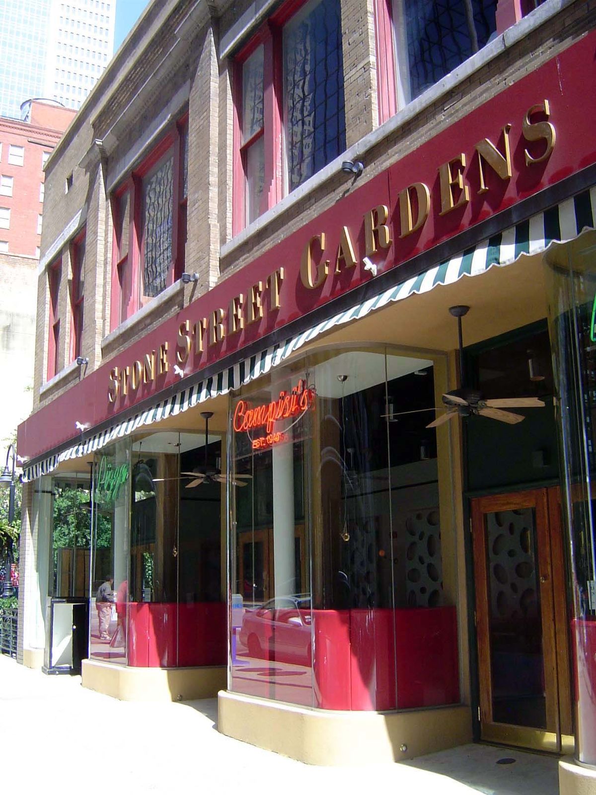 Entrance, with the old double swinging doors.