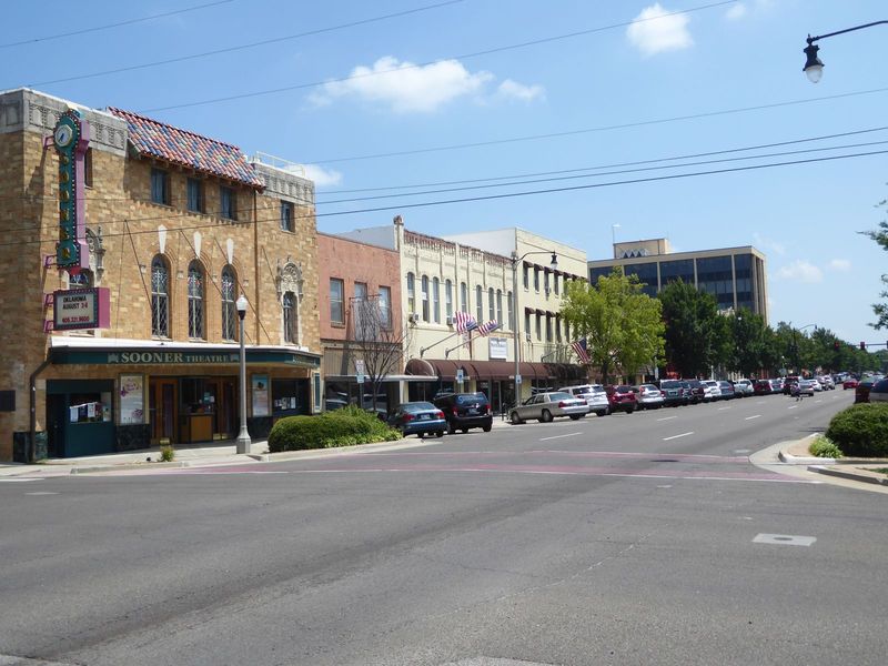 So here's the first block of East Main in mid-2017. Originally there were two lanes of traffic, with median and curb parking. The street was