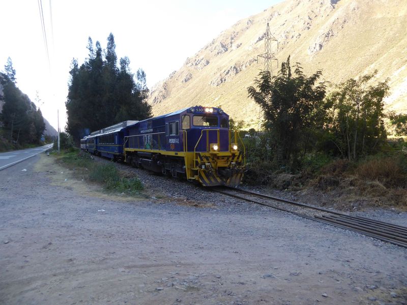 Meanwhile, a train to Machu Picchu comes by, slowly, slowly.