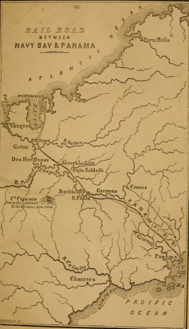 A map from 1852 shows the line of the projected railroad, which extended from Col n no farther than Barbacoa, where it awaited a bridge acro