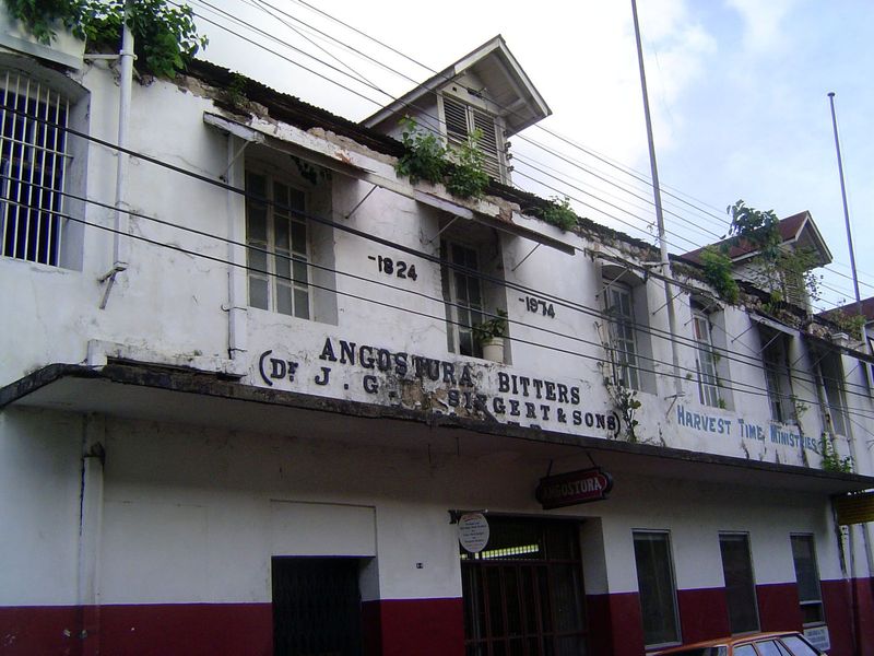 Nearby, the old building of Angostura Bitters, a company with a long history on Trinidad.