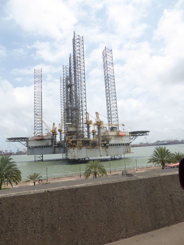 More to see than you might guess. This is the channel leading from the ocean a couple of miles to the left to Lagos Lagoon, a saline lake 30