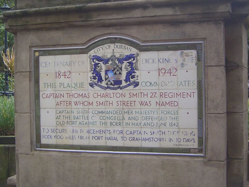 A later monument recalls the struggle to hold the British settlement.