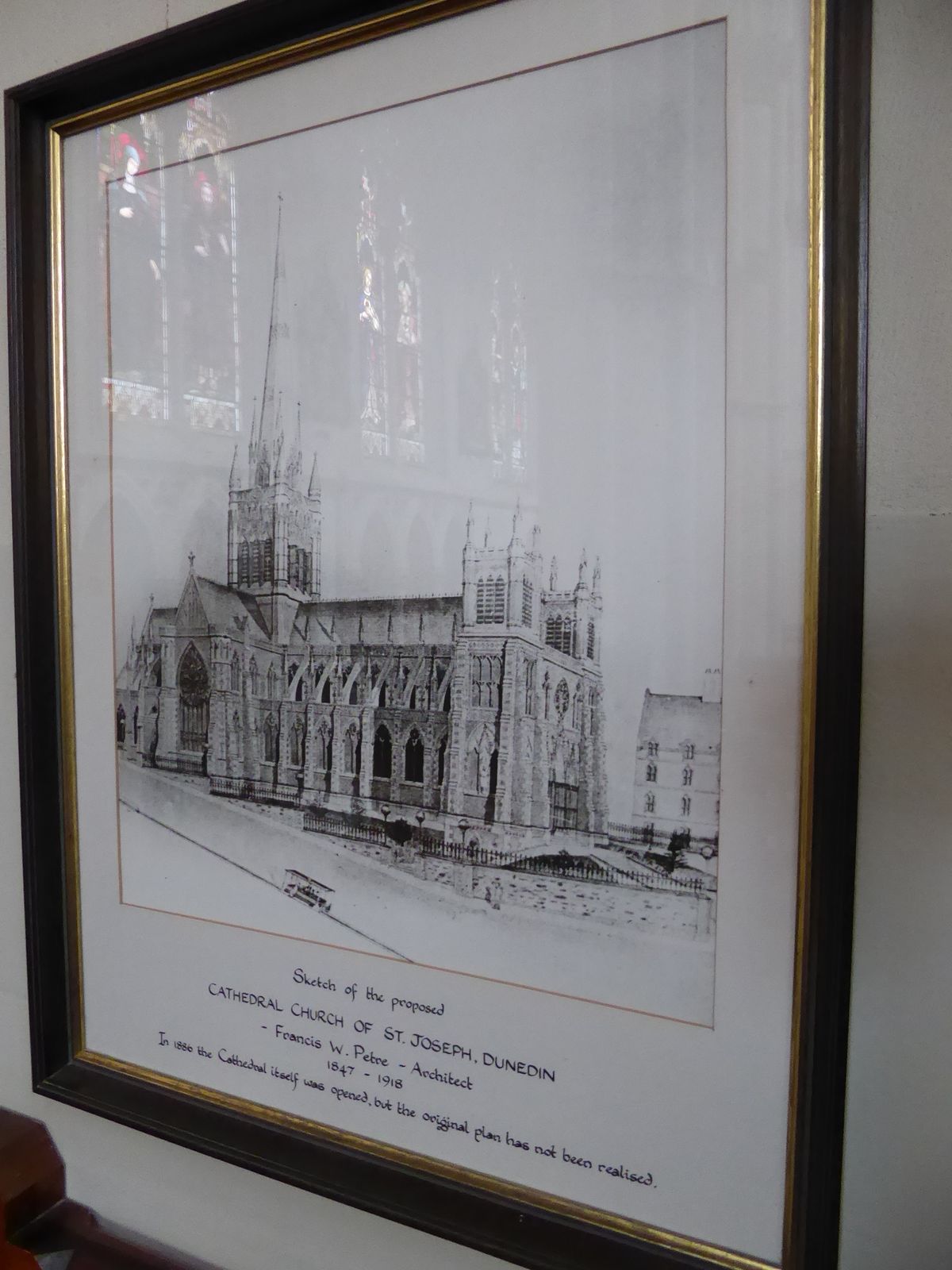 Dunedin's Catholics had their own grand plan, with twin towers, a transept, a mighty spire on the crossing, and flying buttresses.
