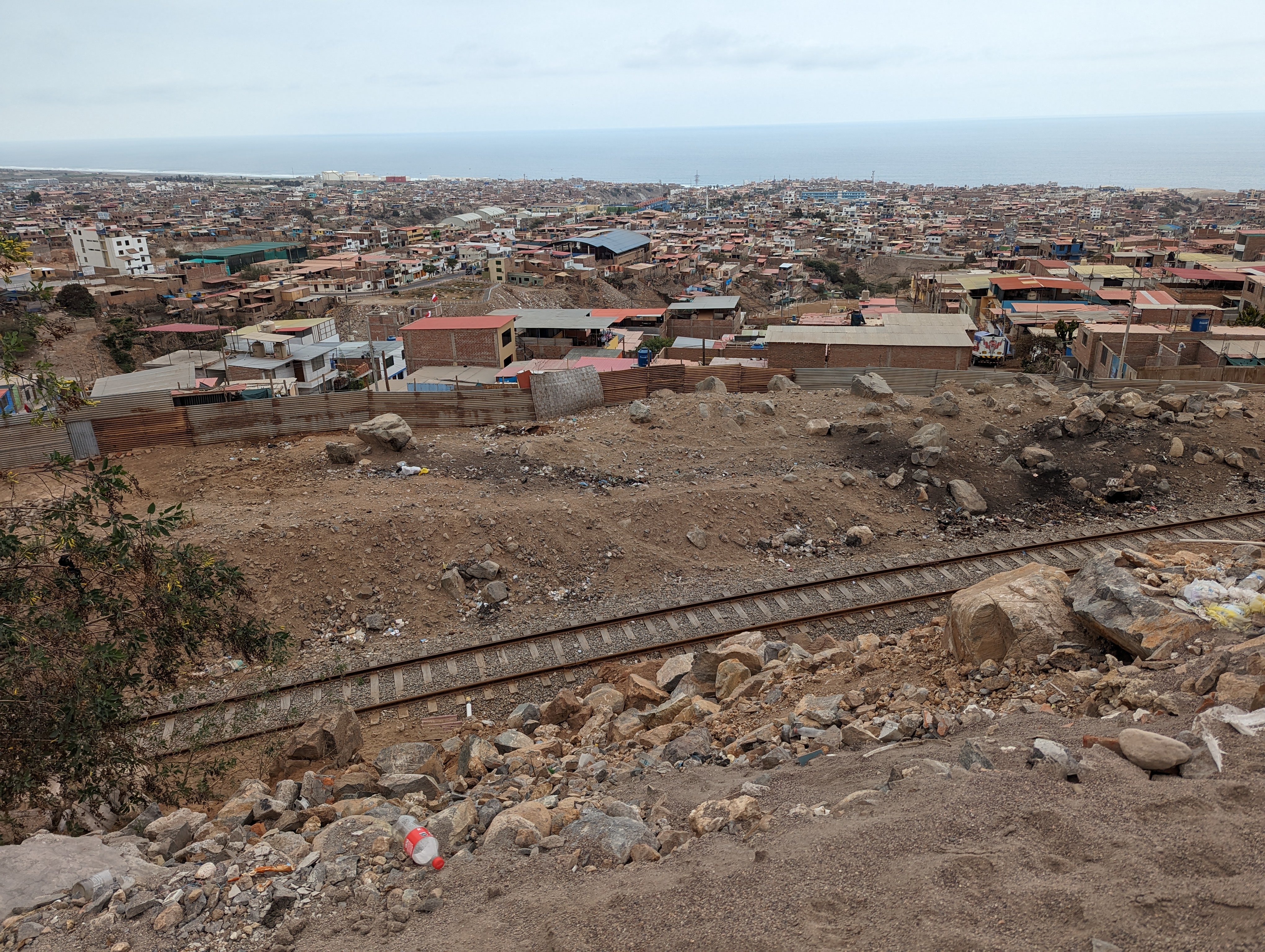 Five miles farther south, here's Mollendo, a town created as the railway terminus.  The track now terminates at Matarani, though a spur cont
