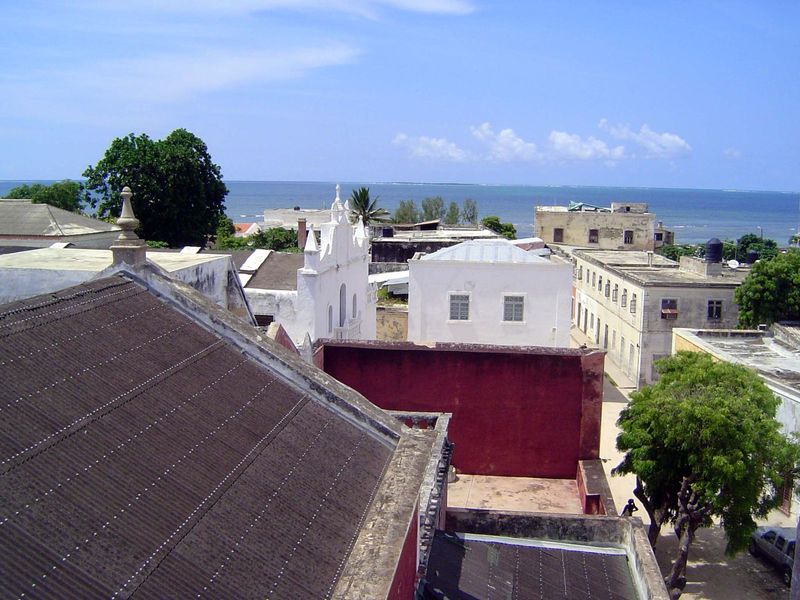We've climbed to the top of the spire. The view here is east, over the Misericórdia Church, rebuilt after the Dutch attack of 1607.