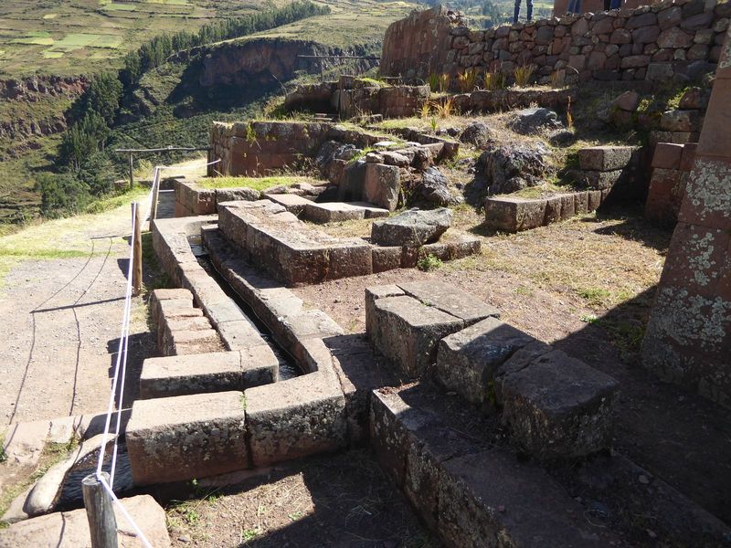 Amazingly, the Inca managed to bring water here; it's hard to see where it's coming from or going to.