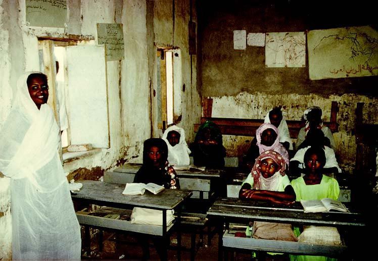 Tenant children go to school, in this case on the Rahad Scheme, a Gezira follow-on across the Blue Nile. Girls were kept on the left.