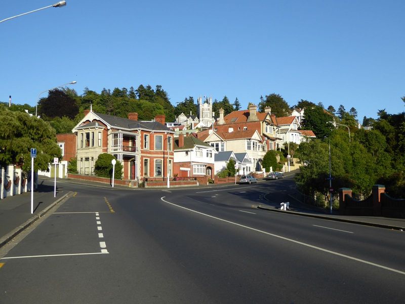 We're climbing up Stuart St toward the Boys' High School up there in the trees and catching a first glimpse of how solid citizens lived with