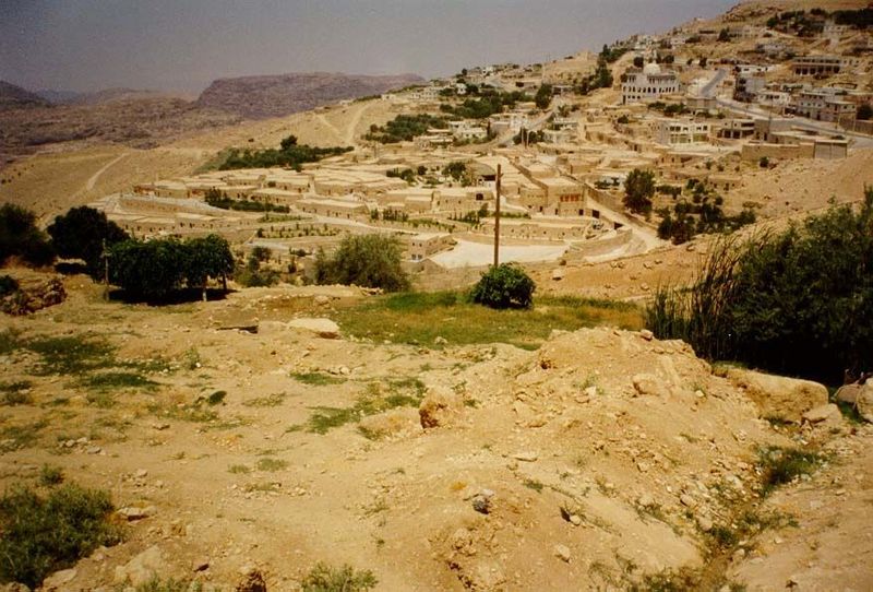 A few miles south of Wadi Musa, there is a village called At Tayyiban. Actually there are two villages, the older one, camouflaged in desert