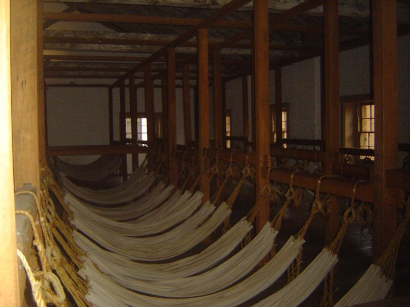The building was designed to house 800 convicts. They slept like this for decades but only until 1848.