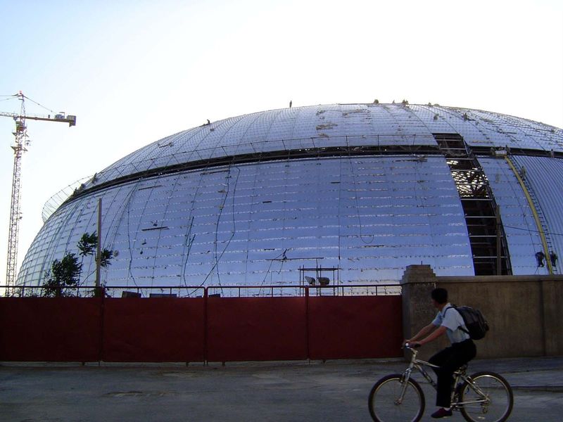 The controversial hamburger—oops! National Grand Theater—designed by Paul Andreu. It's the biggest project built near Tian'anmen since Mao's