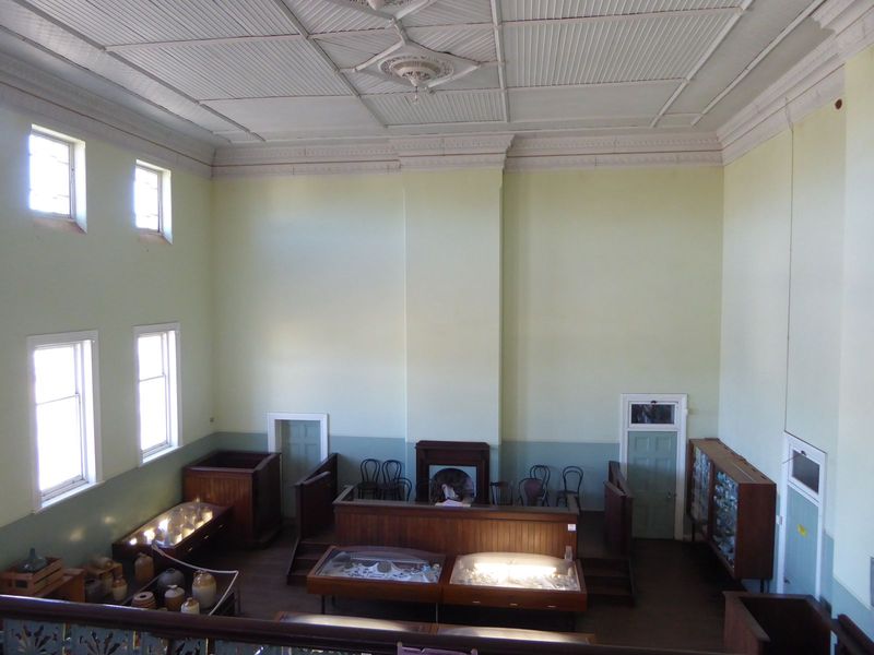 The main courtroom is part of the museum. The view here is from the gallery.