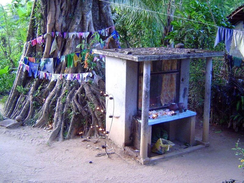 Nearby, a small shrine.