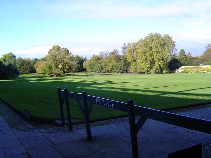 Behind the college: the Backs, extending to the River Cam.