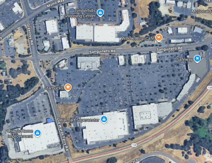 Where do these people shop?  Bingo: not Washington Street but East Sonora, a five-minute drive or less.  This is by far the biggest shopping