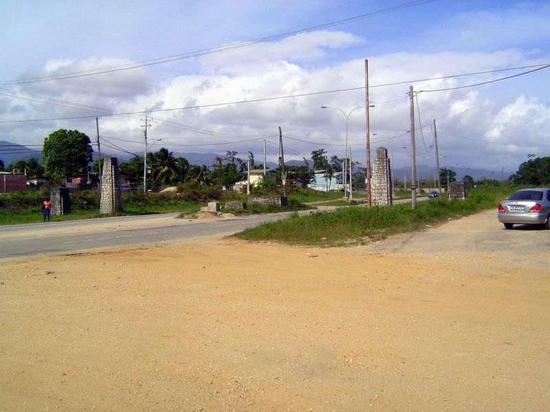 East of Piarco Airport, the country's international airport, here's the gate to a U.S. Army installation during World War II. We're close to