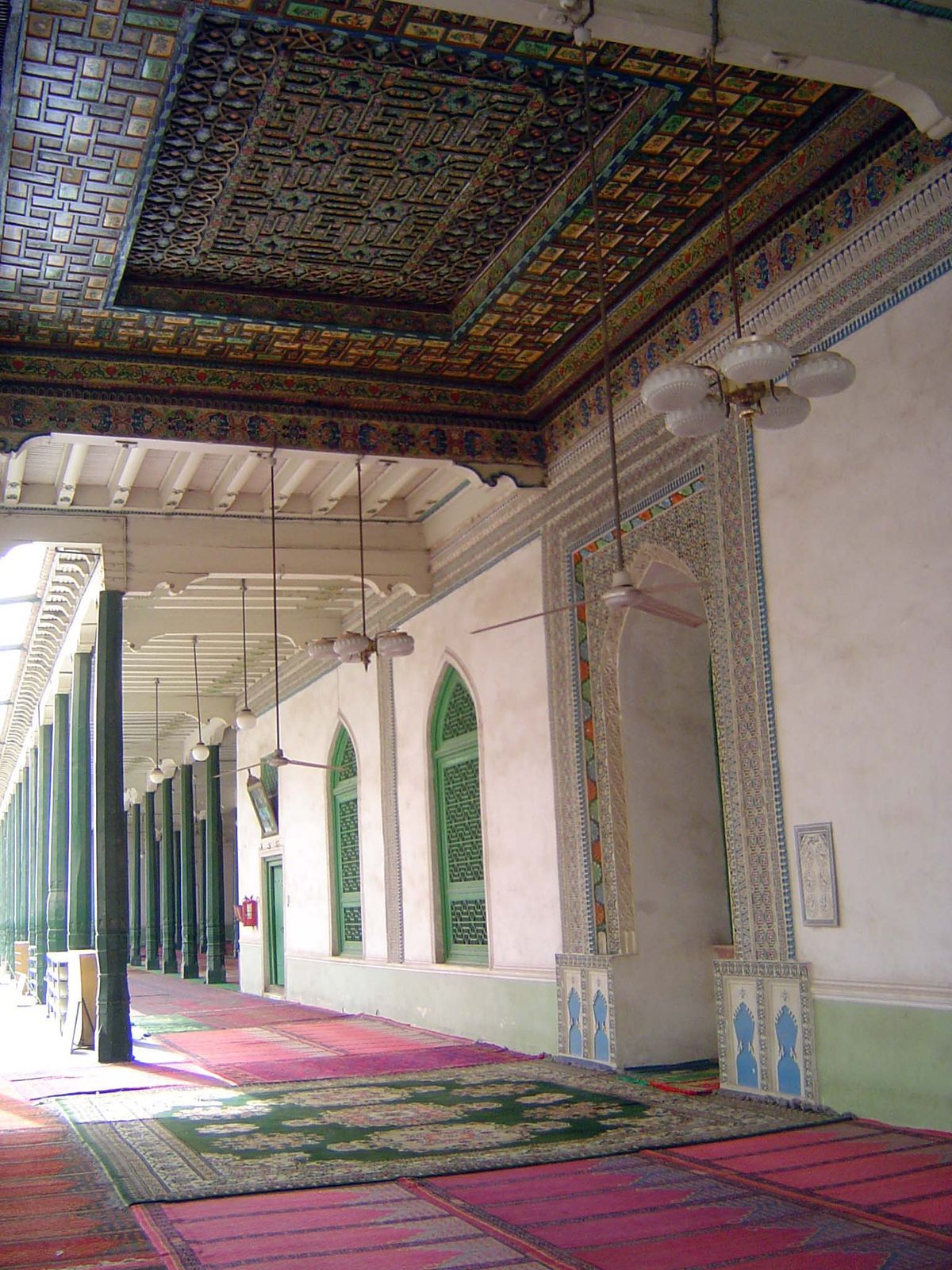 Mihrab and coffered ceiling.