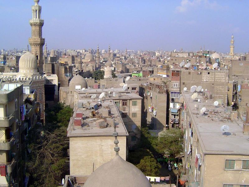Here's the view back into the city, with the mosque of Umm al-Sultan Sha'ban on the left.