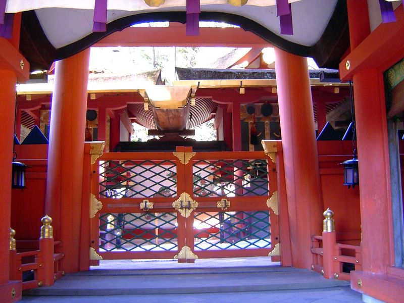 They're behind the closed gate: two of the four are visible here, right and left, like small but ornate sheds.