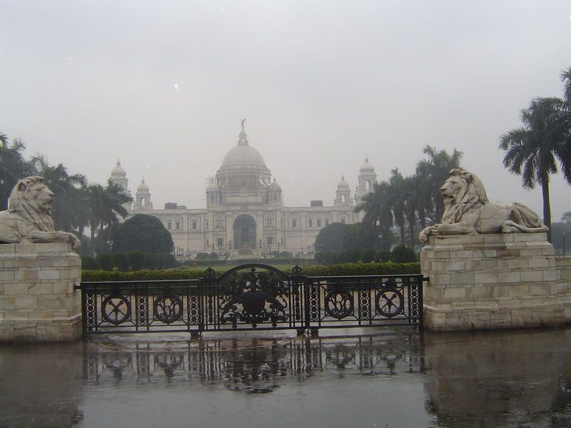 Still farther south at the end of the Maidan: the Victoria Memorial, launched by Curzon after the queen's death but not opened until 1921, w
