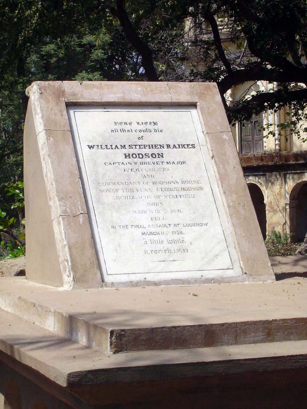 Another monument, this one commemorating the commander of the regiment known as Hodson's Horse.
