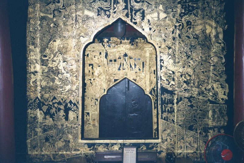 This is the chronological first panel, now in the inner room. The complex picture shows the battle against the demon Mara during which the B