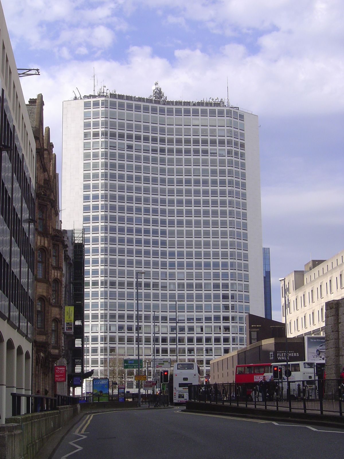 The Alpha Tower, formerly ATV Tower, by Richard Seifert, was completed in 1973 and remains the city's tallest building.

Impressed? I didn't