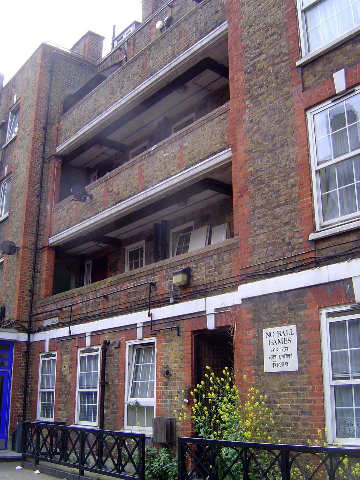 Here, on the other hand, you're closer to what you expect in the East End. The "No Ball Games" warning is a nice reminder of British regimen