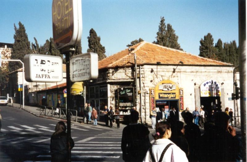 The icons of globalization reach to the intersection of Jaffa Road with King George V Avenue, which was cut by the British during the 1920s 