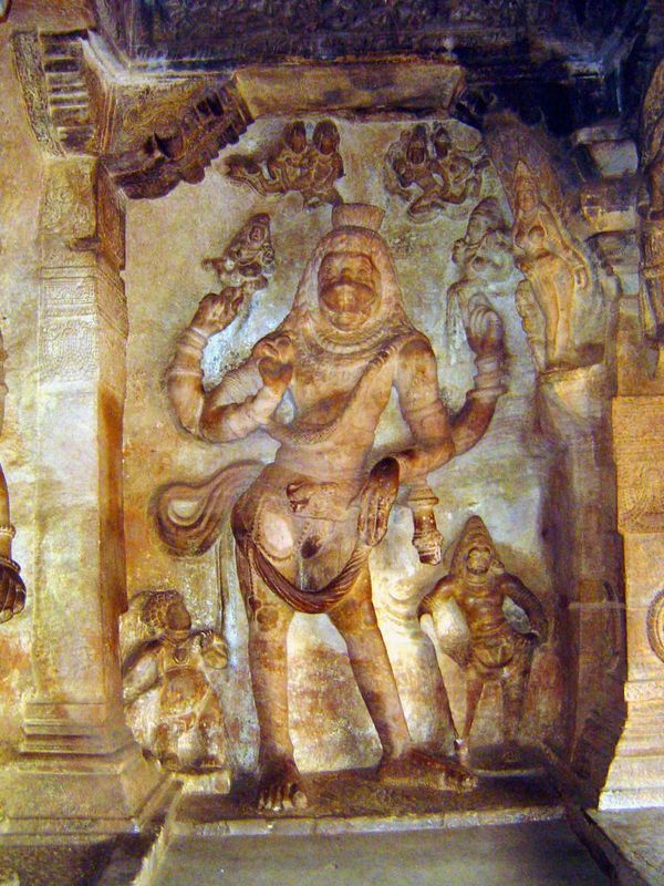 Narasimha, another avatar of Vishnu, this time as the man-lion that defeated Hiranyakasipu, brother of the giant defeated by Varaha. Hiranya