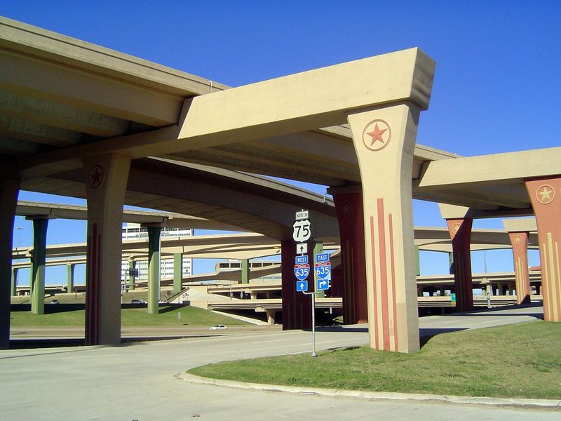 And here's how you get there, in this case via the High Five, a junction that makes the cloverleafs of the 1960s look like Aunt Martha.