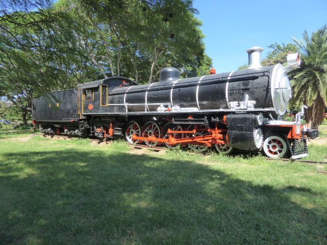 Mindful of the town's history, there's a German-built locomotive from the 1950s on the grounds of the grounds of the civic center.