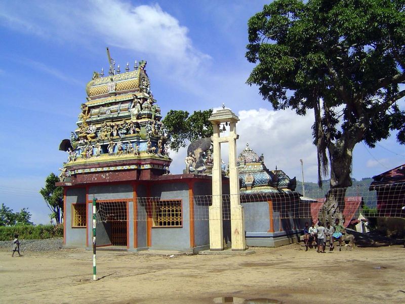 The workers are Hindu Tamils, which is why this Hindu temple stands across from the tea factory.