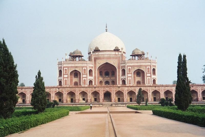 The grounds of Humayun's tomb are laid out in a char bagh design, with water channels dividing the 13-acre site into a garden of 36 identica