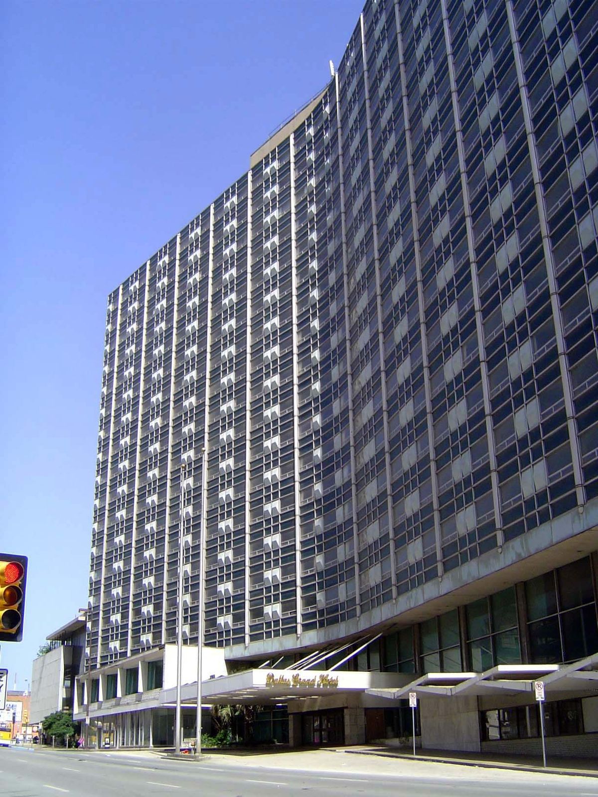 The former Grand Hotel, which opened as the Dallas Statler Hilton in 1956. It closed in 2001 but in 2017 was getting ready to re-open as a m